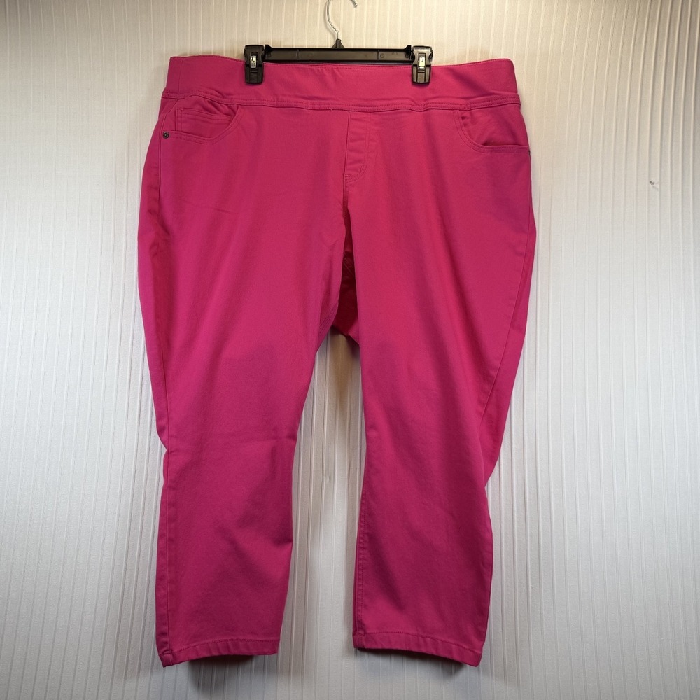 One World Pants Women 3X‎ Plus Size Hot Pink Capri Pull-On Cotton Casual NWOT